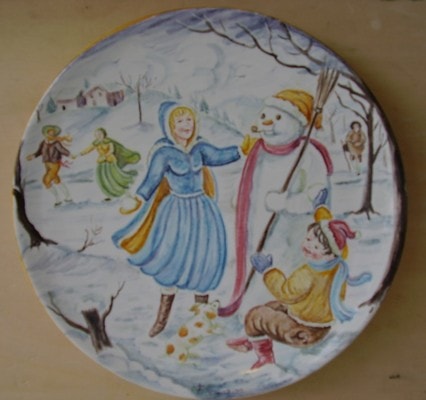 Albisola ceramics Art - Plate depicting the four seasons. Majolica. A request in different diameters.